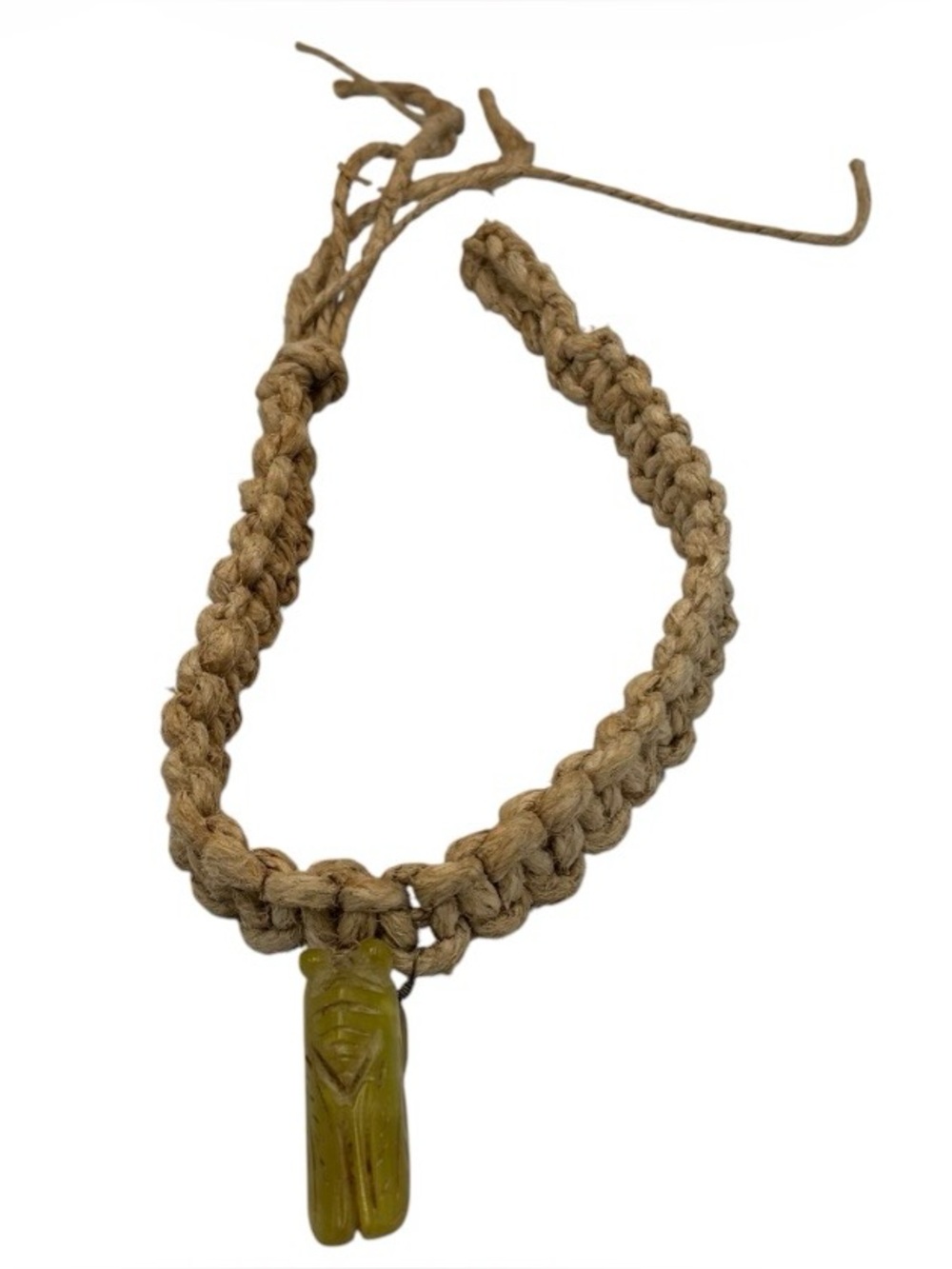 1 Of 1 15.5” Handmade Thick Hemp 6.5” Adjustable Necklace W/ Glass Pendant
